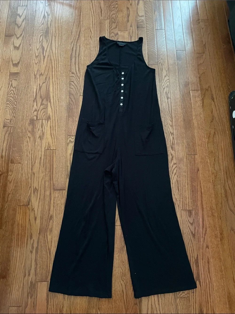 Hatch The 24/7 Black Nursing Wide Leg Maternity Jumpsuit Sz 1/Small - Picture 2 of 11